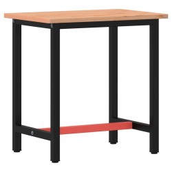 Établi 80x55x81,5 cm bois massif de hêtre et métal 