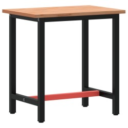 Établi 80x55x81,5 cm bois massif de hêtre et métal 