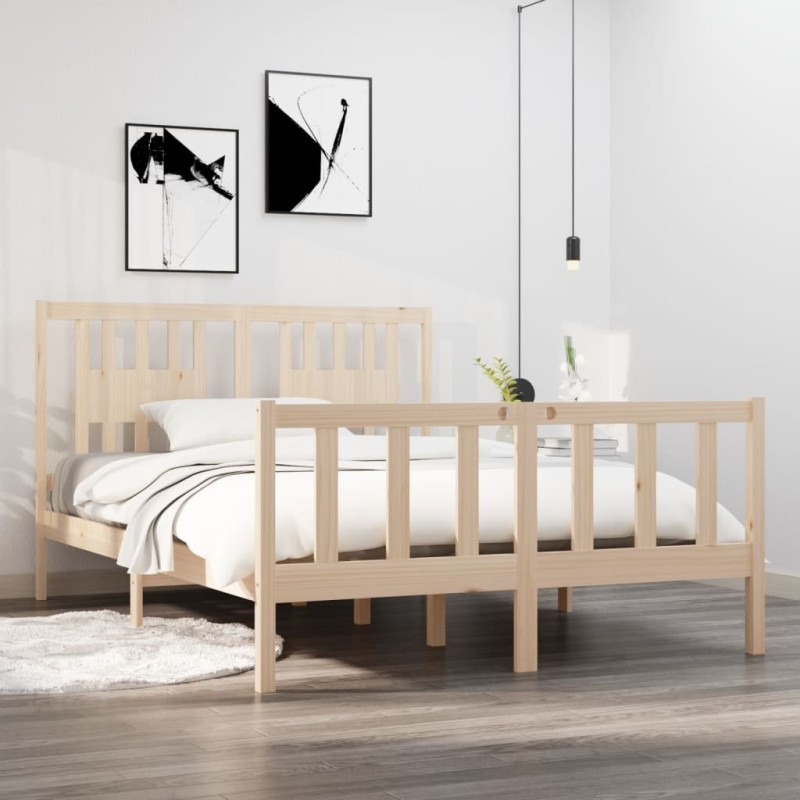 Cadre de lit sans matelas 140x190 cm bois massif 