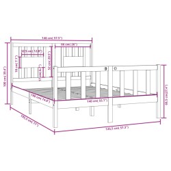 Cadre de lit sans matelas 140x190 cm bois massif 