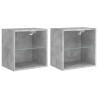 Tables de chevet murales avec lumières LED 2 pcs gris béton 
