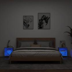 Tables de chevet murales avec lumières LED 2 pcs gris béton 