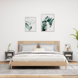 Tables de chevet murales avec lumières LED 2 pcs gris béton 