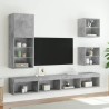 Tables de chevet murales avec lumières LED 2 pcs gris béton 