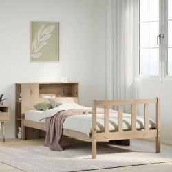 Lit bibliothèque sans matelas 90x190 cm bois de pin massif 