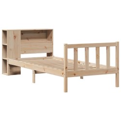Lit bibliothèque sans matelas 90x190 cm bois de pin massif 