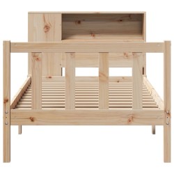 Lit bibliothèque sans matelas 90x190 cm bois de pin massif 