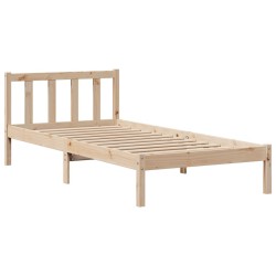 Lit bibliothèque sans matelas 90x190 cm bois de pin massif 