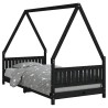 Cadre de lit pour enfants noir 90x190 cm bois de pin massif 