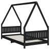 Cadre de lit pour enfants noir 90x190 cm bois de pin massif 