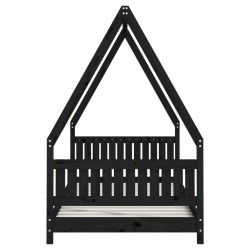 Cadre de lit pour enfants noir 90x190 cm bois de pin massif 