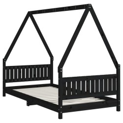 Cadre de lit pour enfants noir 90x190 cm bois de pin massif 