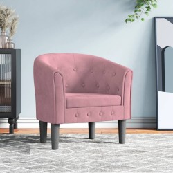 Fauteuil rose velours 