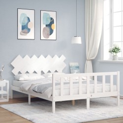 Cadre de lit sans matelas blanc bois de pin massif 