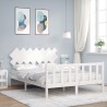 Cadre de lit sans matelas blanc bois de pin massif 