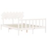 Cadre de lit sans matelas blanc bois de pin massif 