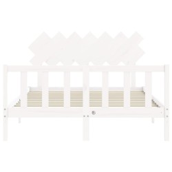 Cadre de lit sans matelas blanc bois de pin massif 