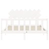 Cadre de lit sans matelas blanc bois de pin massif 