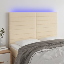 Tête de lit à LED Crème 144x5x118/128 cm Tissu 