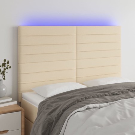 Tête de lit à LED Crème 144x5x118/128 cm Tissu 