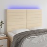 Tête de lit à LED Crème 144x5x118/128 cm Tissu 