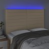 Tête de lit à LED Crème 144x5x118/128 cm Tissu 