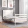 Cadre de lit sans matelas blanc bois massif 