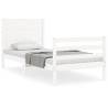 Cadre de lit sans matelas blanc bois massif 