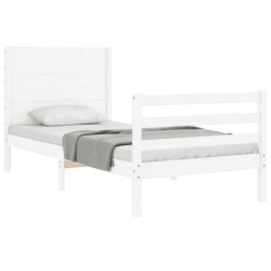 Cadre de lit sans matelas blanc bois massif 
