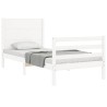 Cadre de lit sans matelas blanc bois massif 