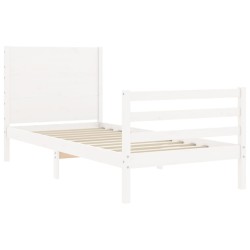 Cadre de lit sans matelas blanc bois massif 