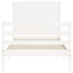 Cadre de lit sans matelas blanc bois massif 