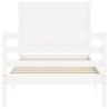 Cadre de lit sans matelas blanc bois massif 