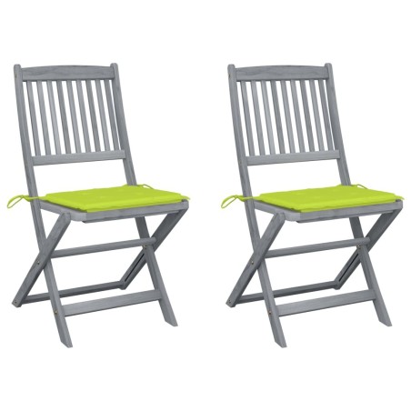 Chaises pliables d'extérieur lot de 2 et coussins Bois d'acacia 