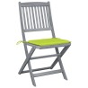 Chaises pliables d'extérieur lot de 2 et coussins Bois d'acacia 