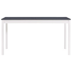 Table à manger Blanc et gris 140x70x73 cm Bois de pin 