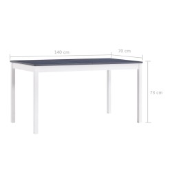 Table à manger Blanc et gris 140x70x73 cm Bois de pin 