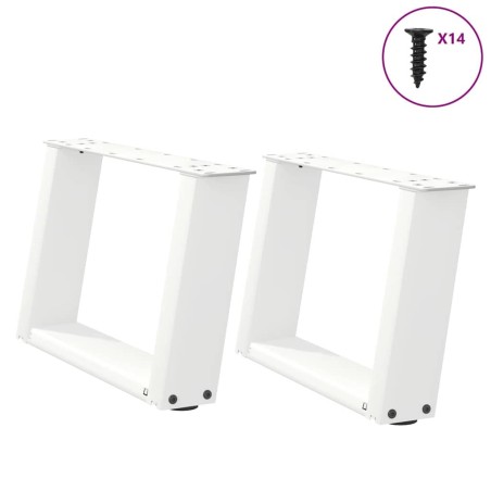 Pieds de table basse en U 2 pièces Blanc 40 x (30-31) cm Acier 