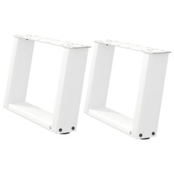 Pieds de table basse en U 2 pièces Blanc 40 x (30-31) cm Acier 