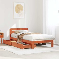 Cadre de lit sans matelas cire marron 75x190 cm bois pin massif 