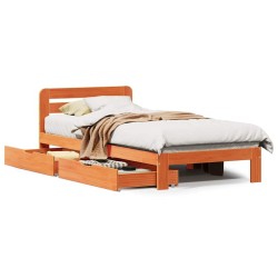 Cadre de lit sans matelas cire marron 75x190 cm bois pin massif 