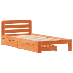 Cadre de lit sans matelas cire marron 75x190 cm bois pin massif 