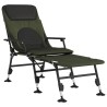 Chaise longue de pêche avec pieds à boue réglables pliable vert 