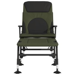 Chaise longue de pêche avec pieds à boue réglables pliable vert 