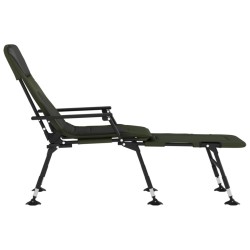 Chaise longue de pêche avec pieds à boue réglables pliable vert 
