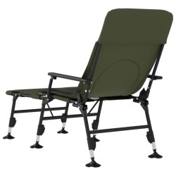 Chaise longue de pêche avec pieds à boue réglables pliable vert 