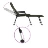 Chaise longue de pêche avec pieds à boue réglables pliable vert 