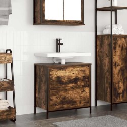 Meuble de salle de bain lavabo tiroirs chêne fumé 60x34,5x60 cm 