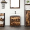 Meuble de salle de bain lavabo tiroirs chêne fumé 60x34,5x60 cm 