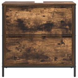 Meuble de salle de bain lavabo tiroirs chêne fumé 60x34,5x60 cm 